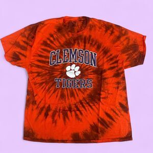 Orange and Purple custom Clemson University Tigers NCAA hanes tie-dye t-shirt
